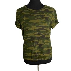 Sanctuary Linen Top Medium Green Camo